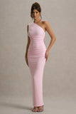 Dalarie Pink One Shoulder Gathered Maxi Dress