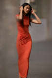 Kaida Slinky Maxi Dress With Hardware Burnt Orange