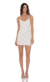 Ruffle Lace V Neck Dress in White