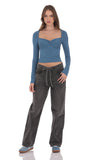 Long Sleev Twist Top in Slate Blue