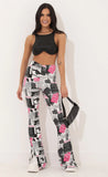 Pant in White Newsprint