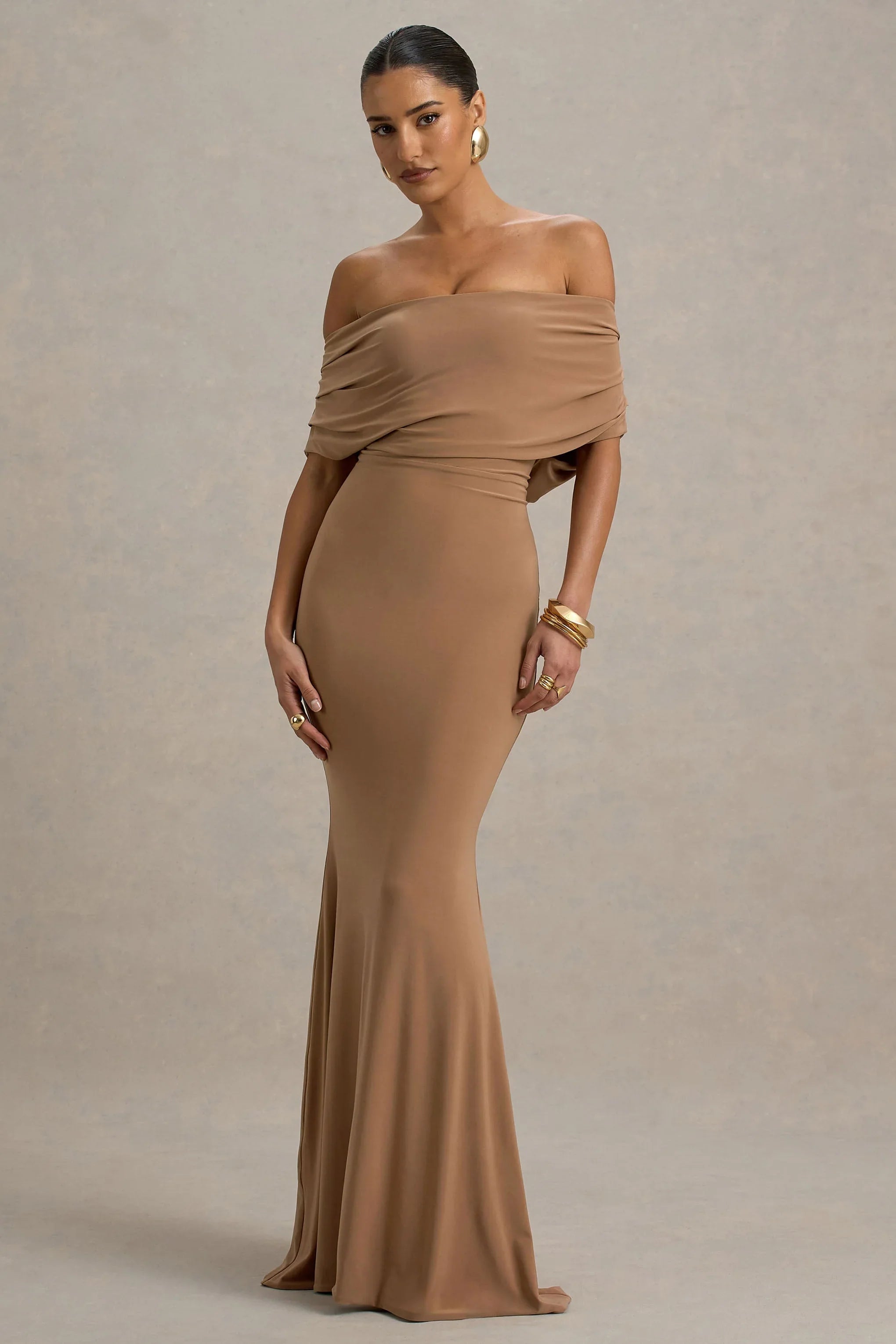 Bowden Mocha Bardot Maxi Dress