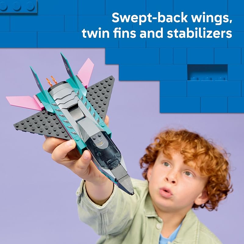 LEGO City Jet vs Car Building Toys for Kids Vehicle Sets for Boys Girls Ages 6 Gift for Birthdays Toy Car Jet W Driver Pilot Minifigures 60489