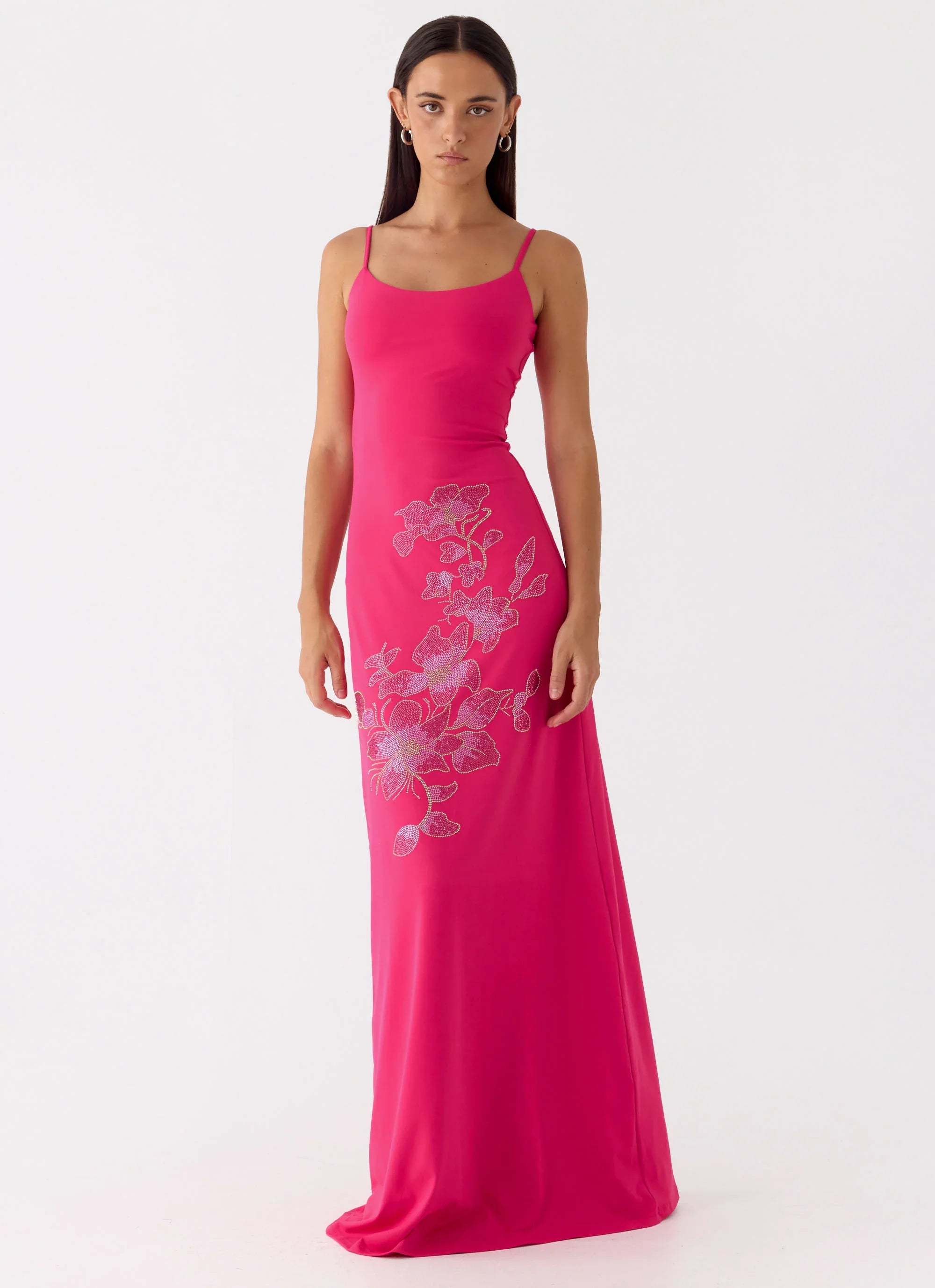 Carmine Embellished Maxi Dress Fuchsia