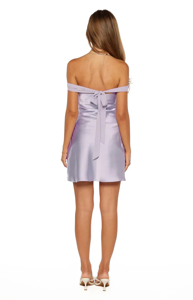 Sandie Lilac Off The Shoulder Mini Dress
