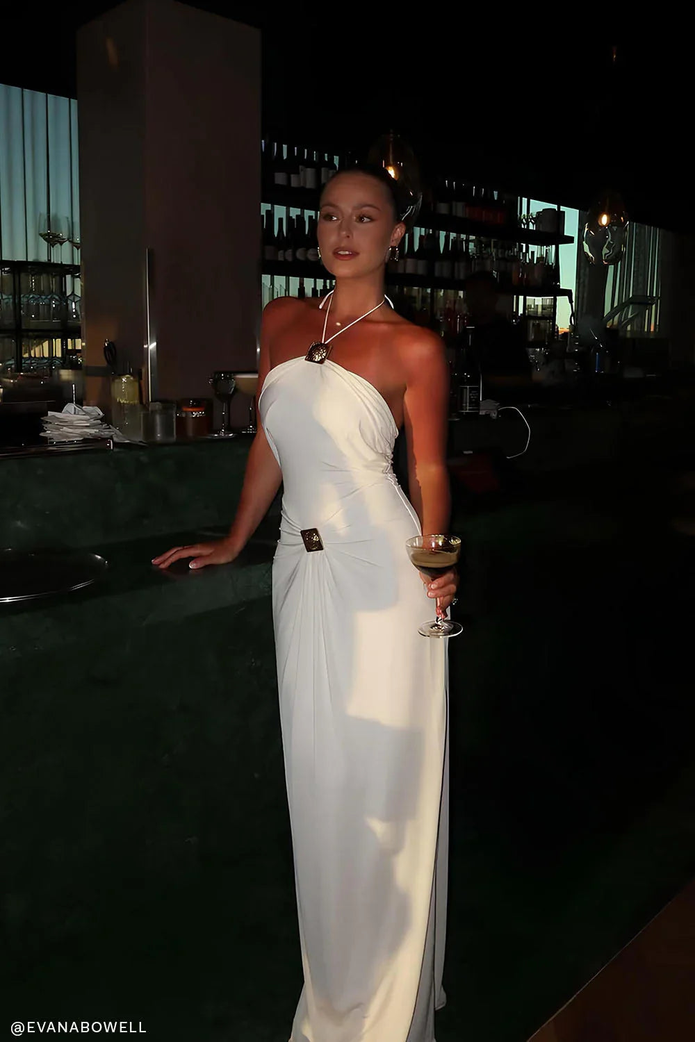 Quincy Halter Maxi Dress With Hardware Ivory