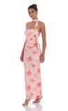 Floral Mesh Maxi Skirt in Pink