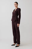 Agatha Straight Leg Suiting Pants Plum Pinstripe