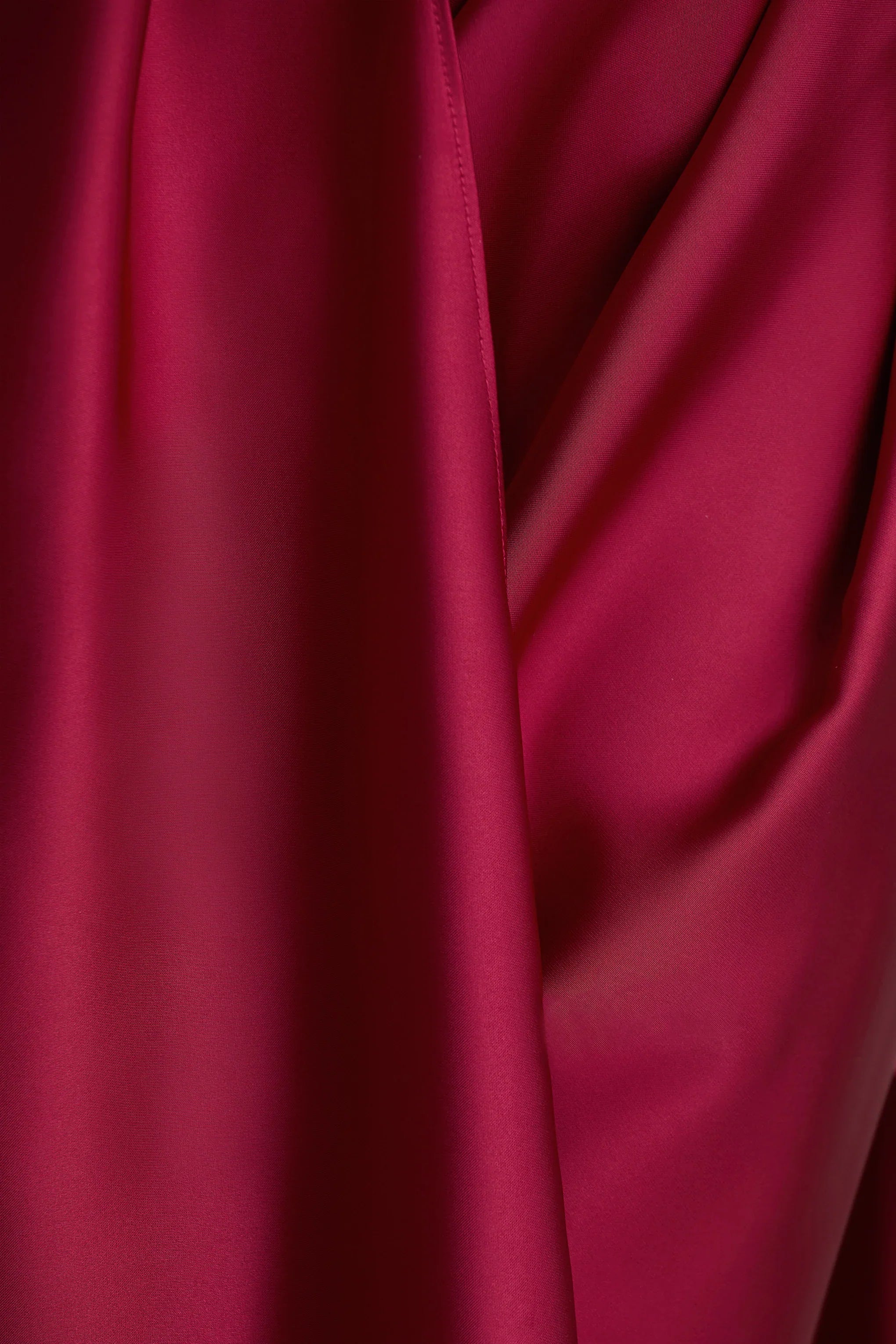 Lynette Burgundy Satin Plunge Neck Maxi Dress With Asymmetric Hem