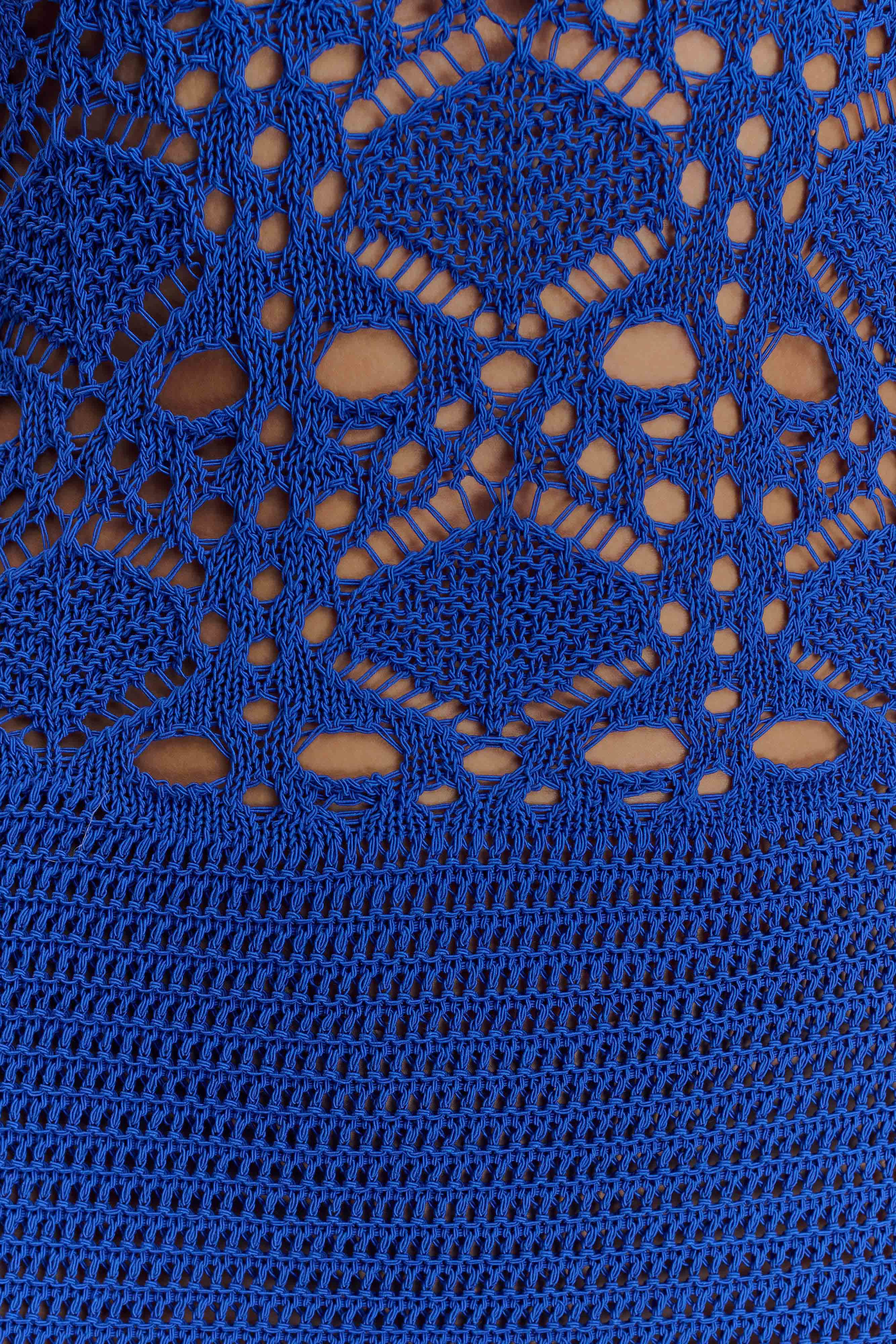 Everette Crochet Knit Mini Dress Cobalt