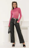 Mesh Long Sleeve Bodysuit in Fuchsia