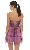 Petal Ruffle Strapless Dress in Purple