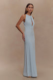 Beryl Slinky Maxi Dress With Pearls Pale Blue
