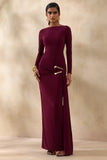 Astrielle Burgundy Wide Neck With Gold Detail And Sash