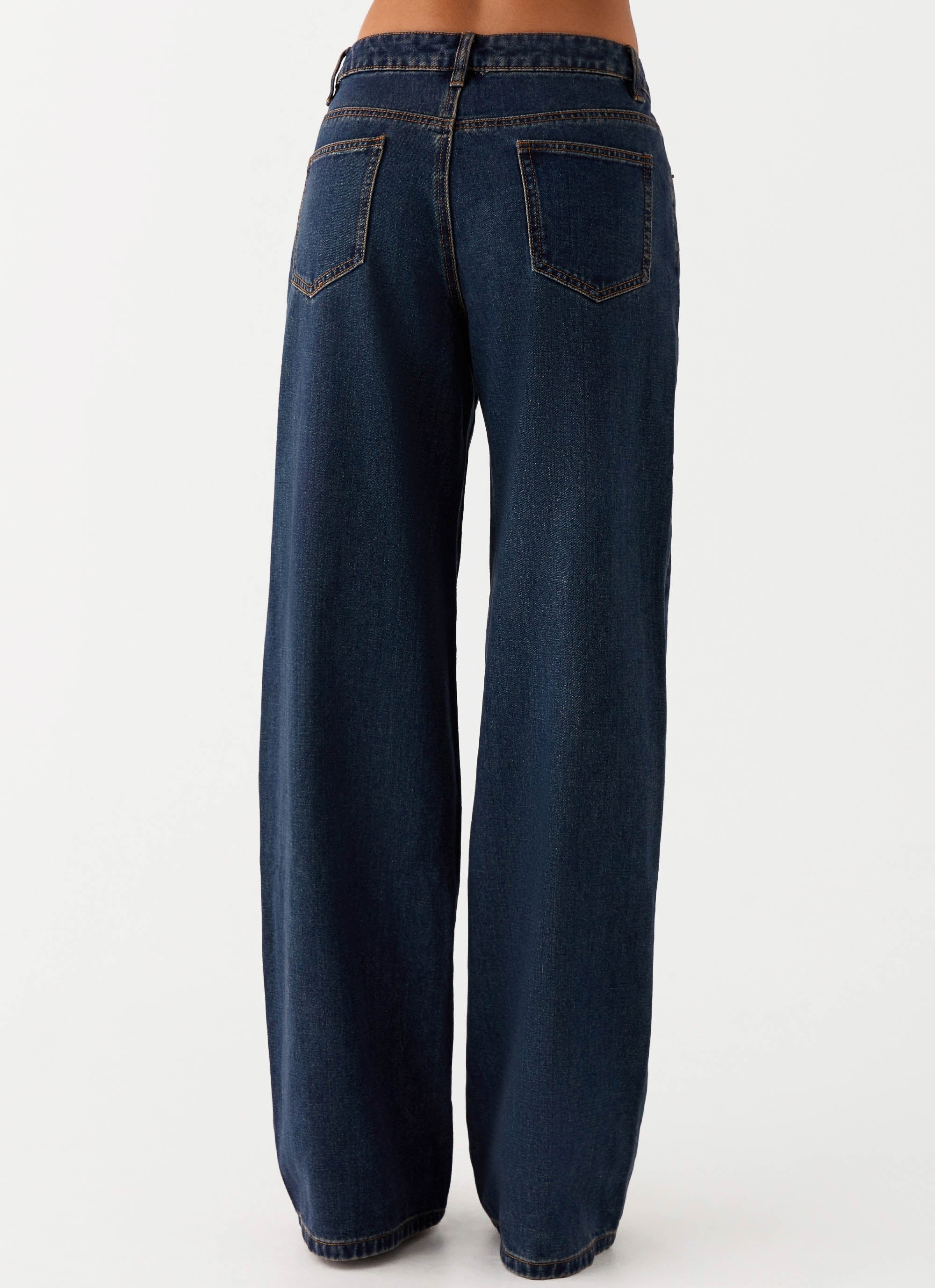 Keanna Low Rise Denim Jeans Washed Denim