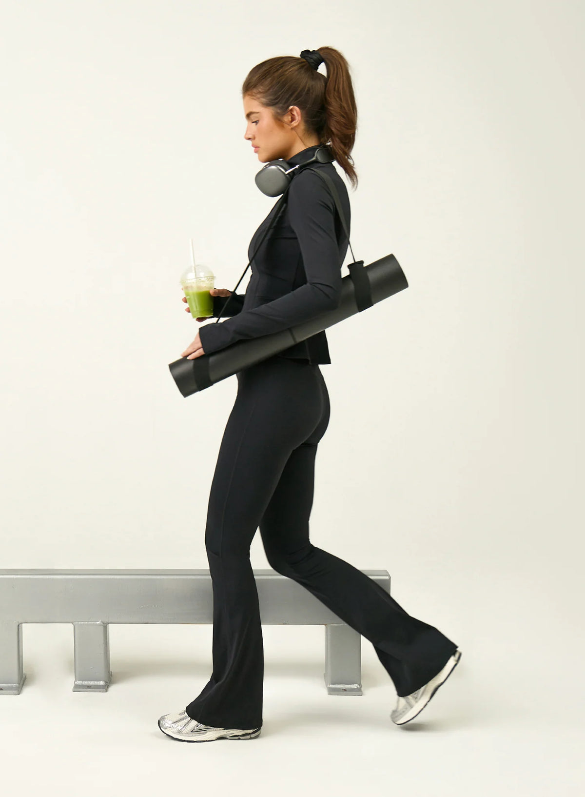 Black High Waisted Flared Yoga Pants