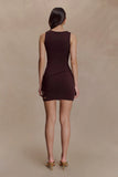 Brock Asymmetrical Neckline Knit Top Dark Chocolate