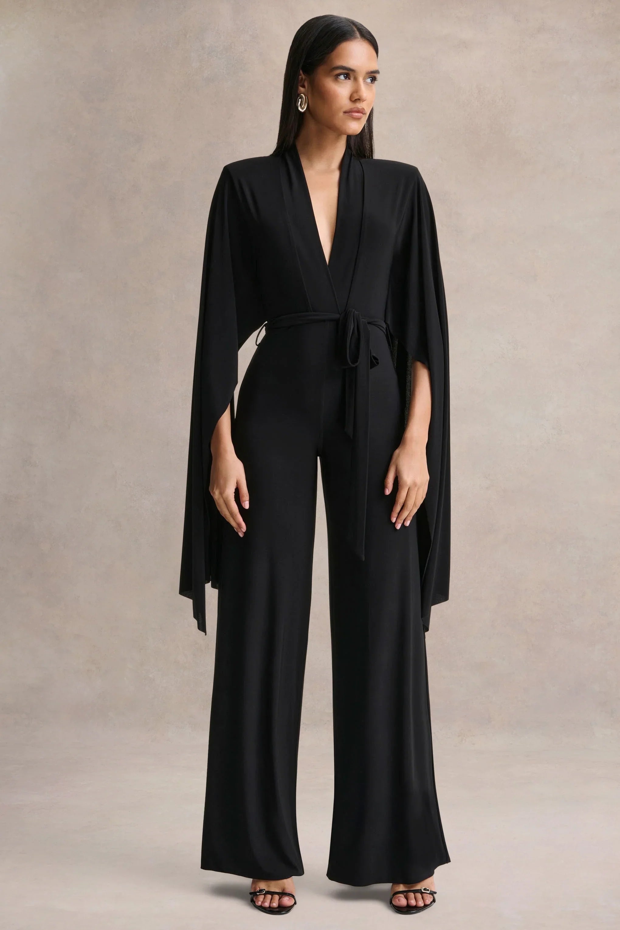 Laurina Black Plunge Neck Jumpsuit