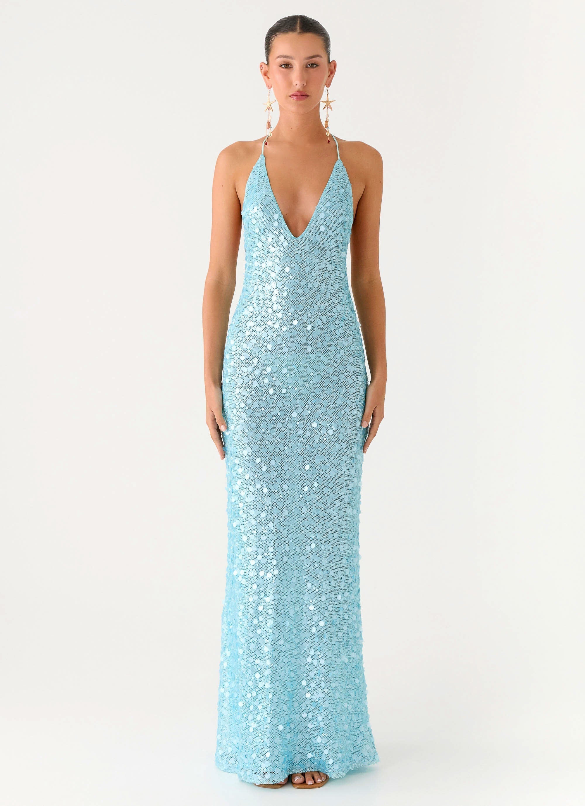 Ocean Views Sequin Maxi Dress Blue