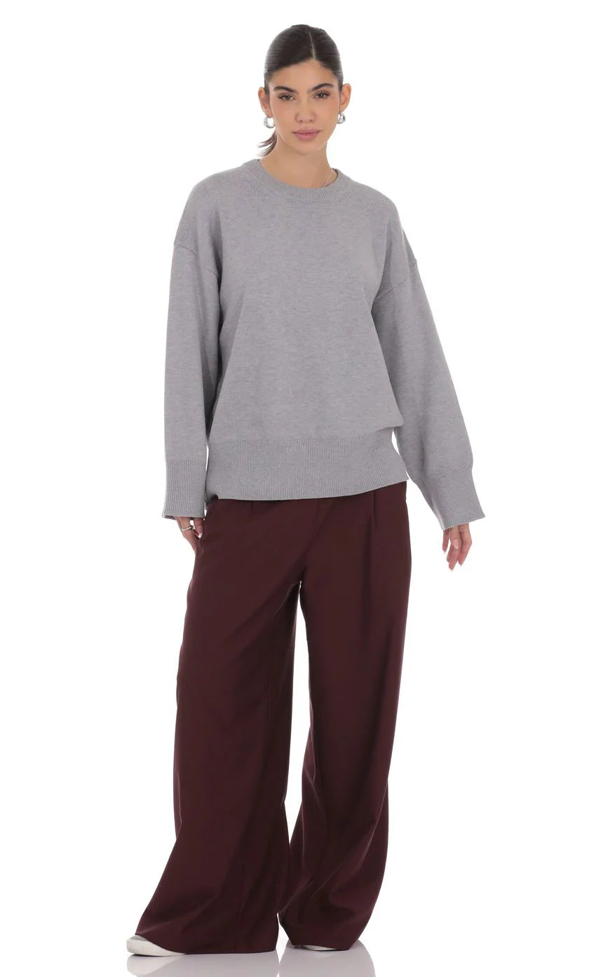 Oversized Knit Jumper in Gray