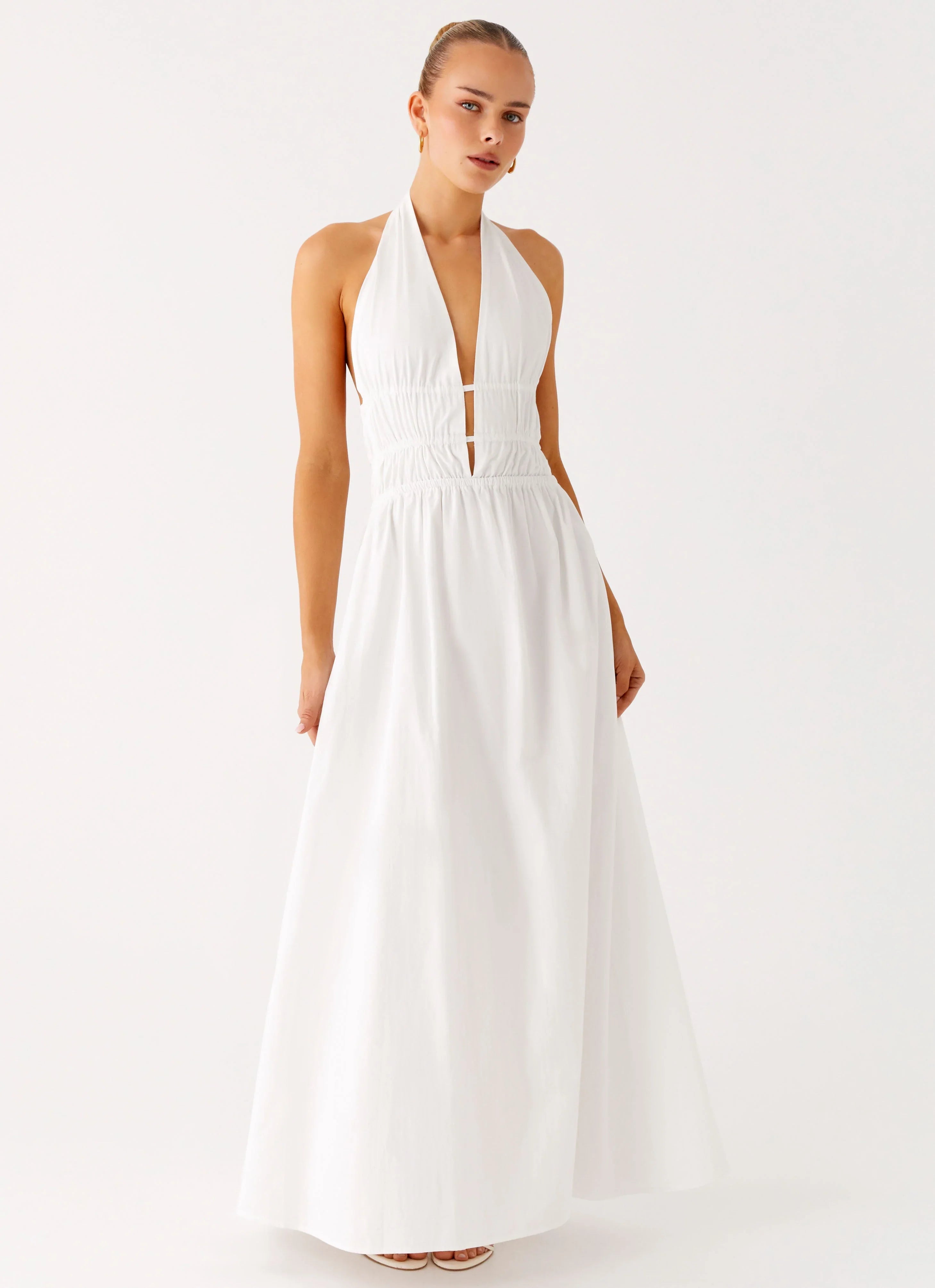 Figaro Halter Maxi Dress White