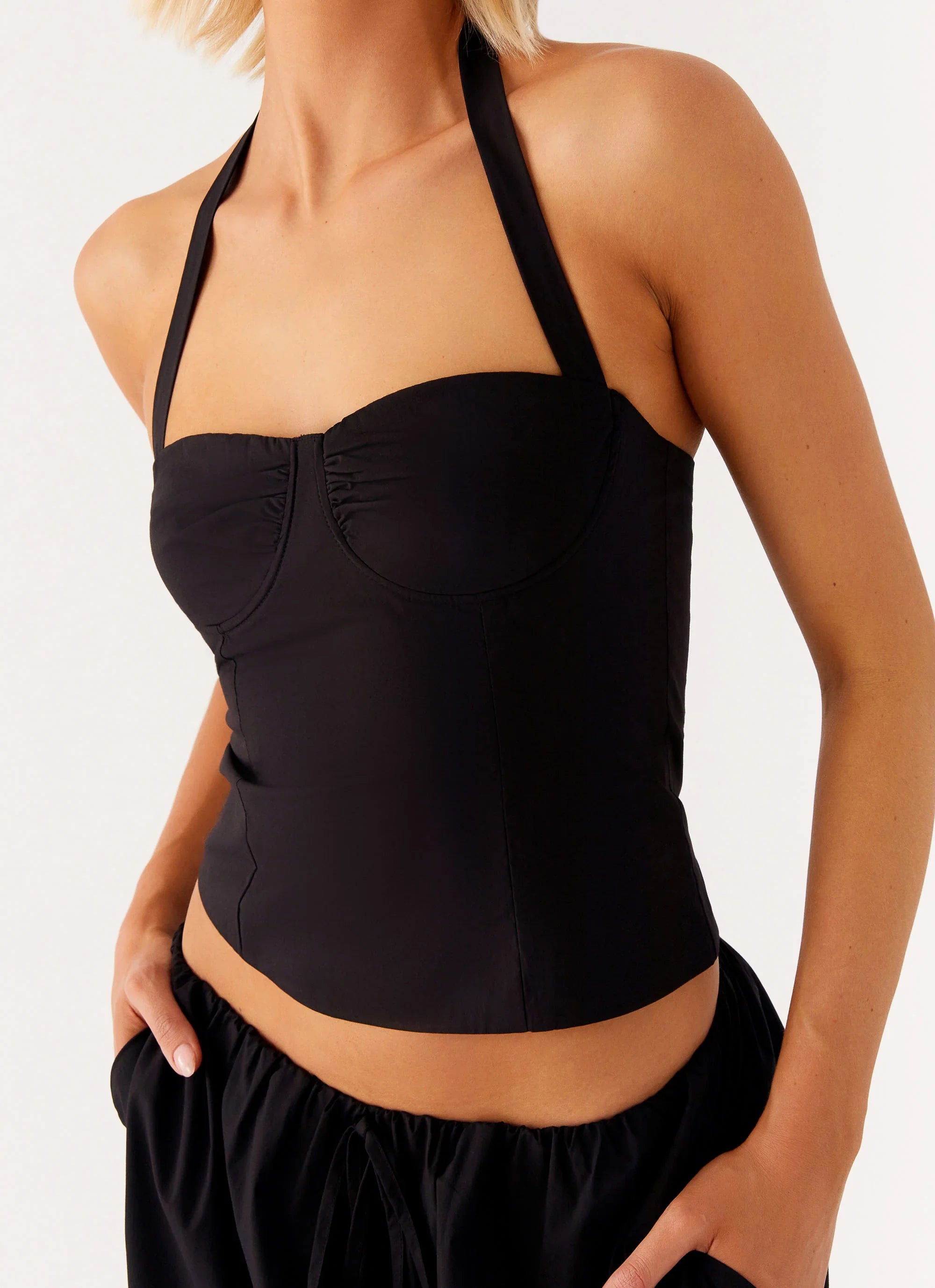 Cheryl Bustier Halter Top Black
