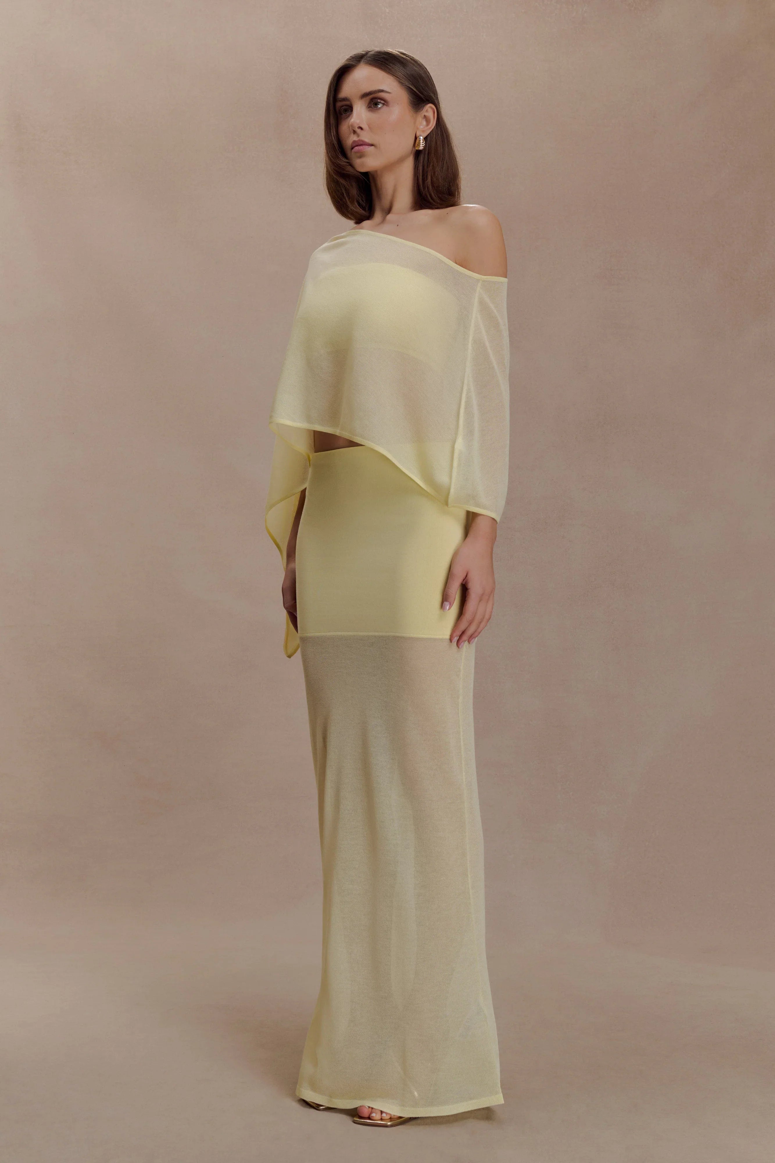 Lyra Sheer Knit Cape Lemon