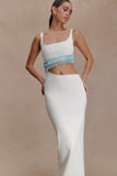 Ruvic Knit Maxi Beaded Dress White