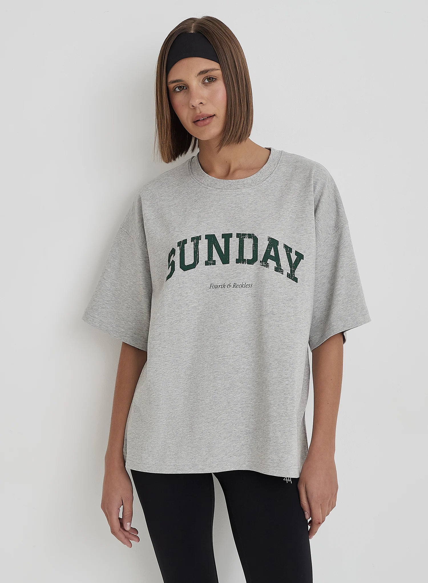 Grey Sunday Distressed Slogan Oversized T Shirt