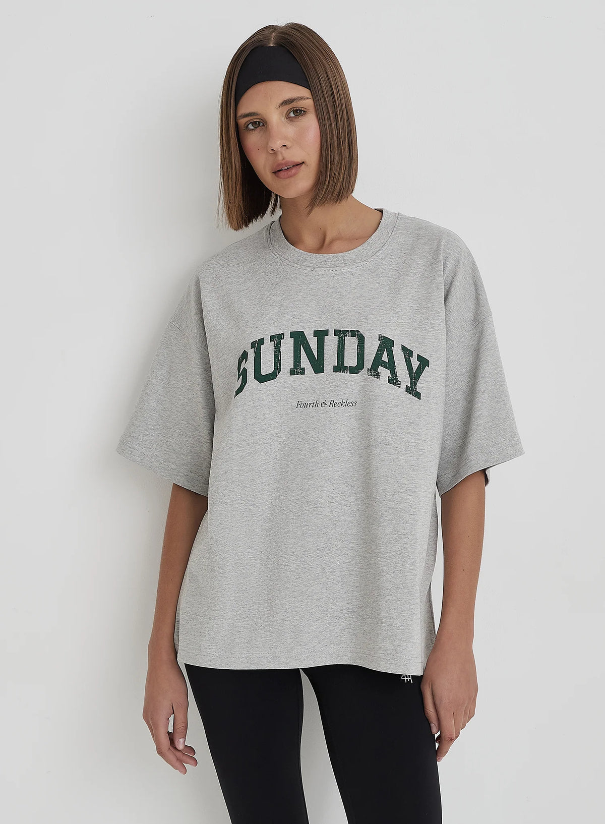Grey Sunday Distressed Slogan Oversized T Shirt
