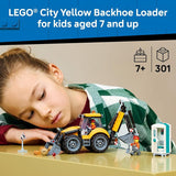 LEGO City Yellow Backhoe Loader 60480 Building Toys for Boys Girls Ages 7 Construction Truck Toy Movable Front Bucket Backhoe 301 pieces Gift Idea