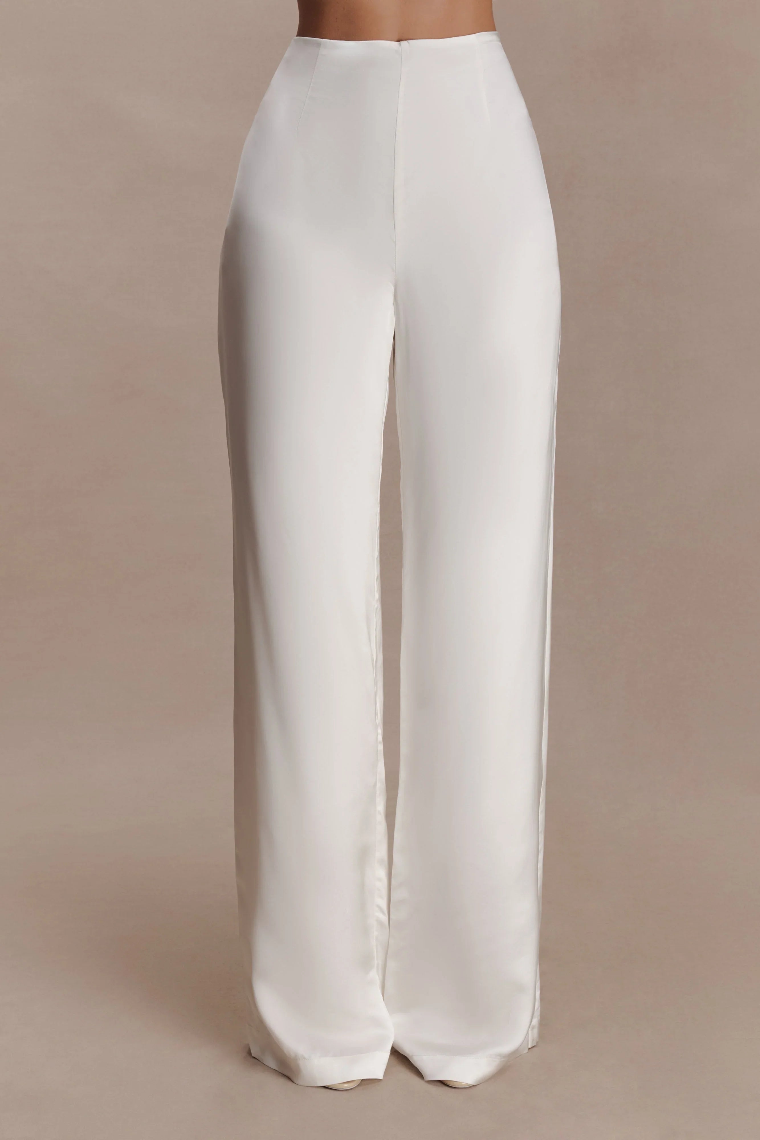 Sydney Straight Leg Satin Pants Ivory