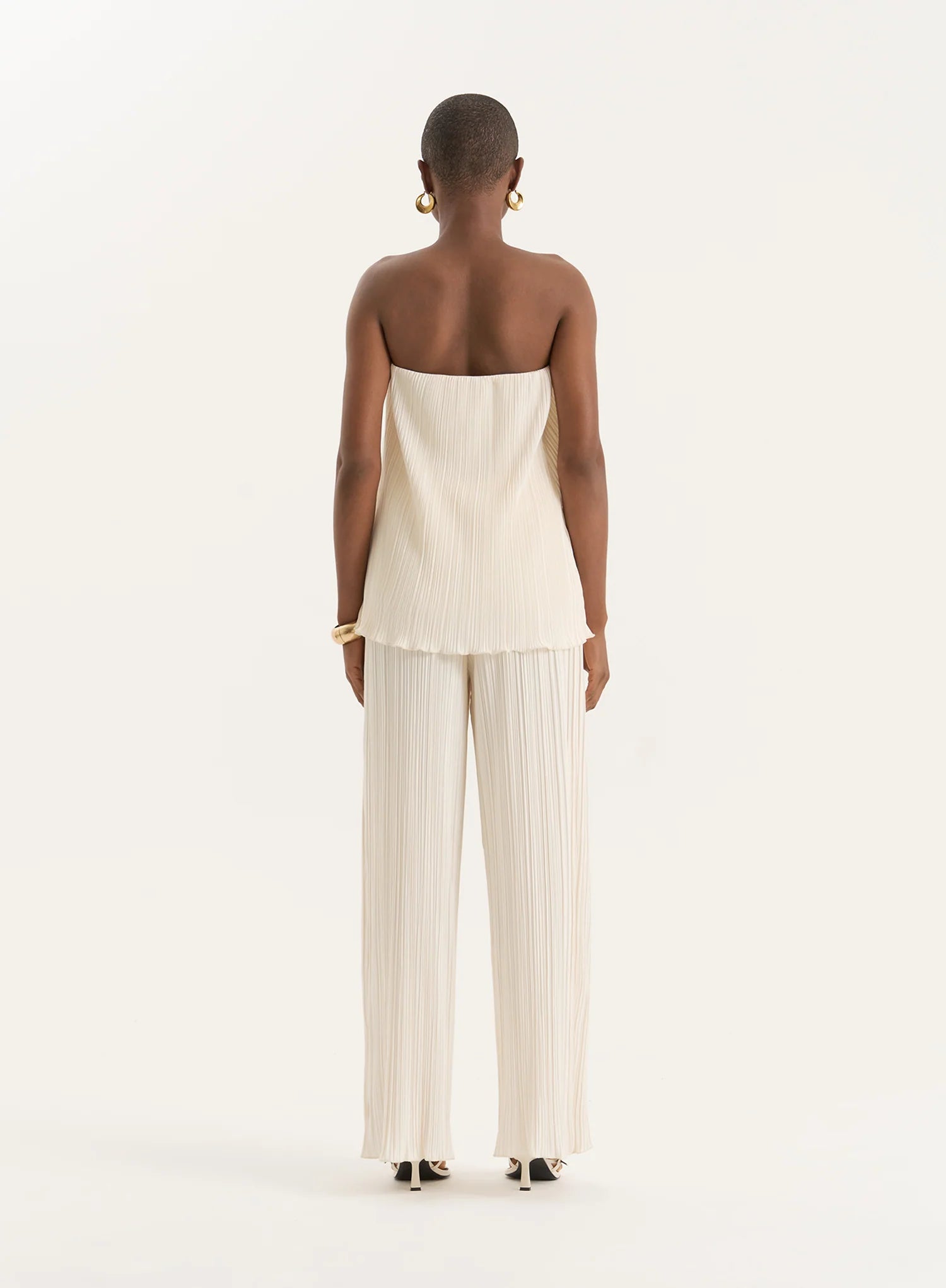 Cream Plisse Trouser
