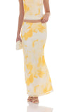 Floral Cowl Neck Two Piece Set in Yellow