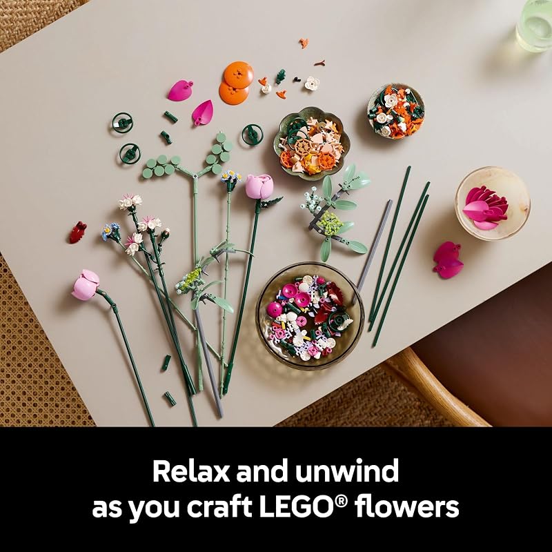 LEGO Botanicals Pretty Pink Flower Bouquet Building Set for Adults Gifts for Birthdays Artificial Flowers for Decor or Table Display 10342