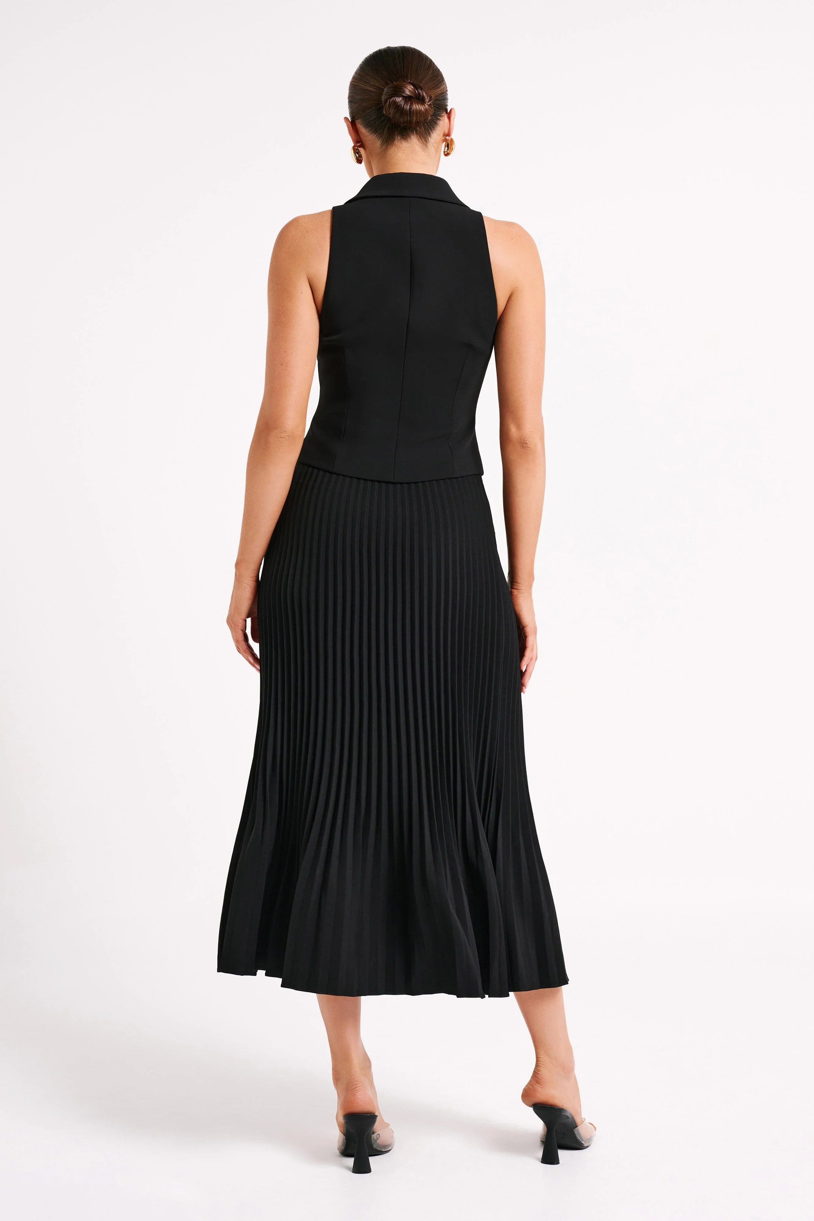 Twyla Pleated Suiting Maxi Skirt Black
