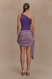 Cali Drape Skirt Knit Mini Dress Purple