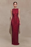 Magnolia Sleeveless Diamante Maxi Dress Wine