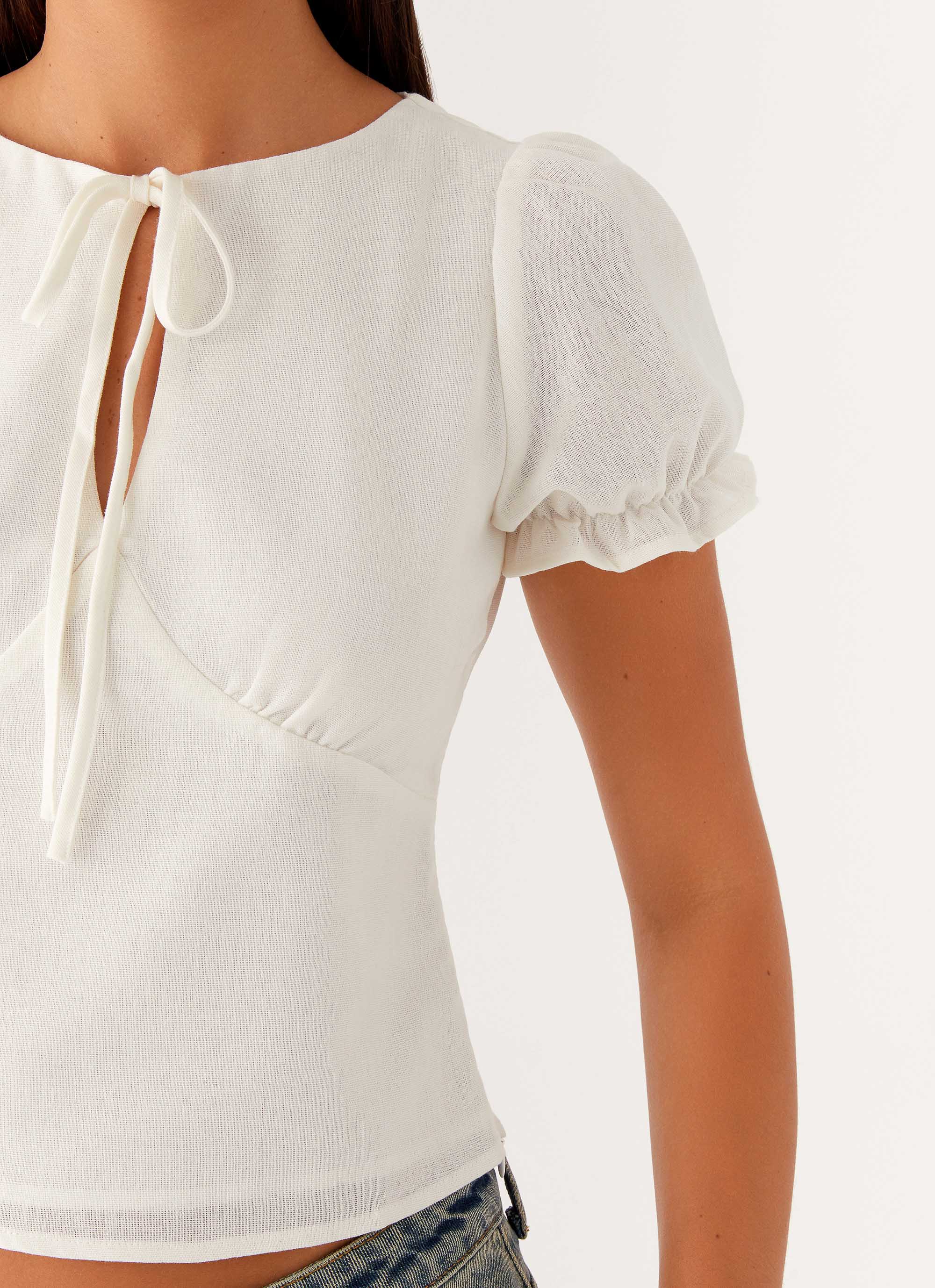 These Words Puff Sleeve Top White