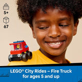 LEGO City Rides Fire Truck Building Toy for Kids Emergency Pretend Play for Boys Girls Ages 5 Toy Truck W Raisable Ladder Firefighter Junior Minifigure Gift Idea for Birthdays 60482