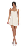 Jacquard Corset A Line Dress in White