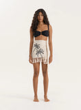 Palm Embroidery Fringe Trim Sarong Mini Skirt