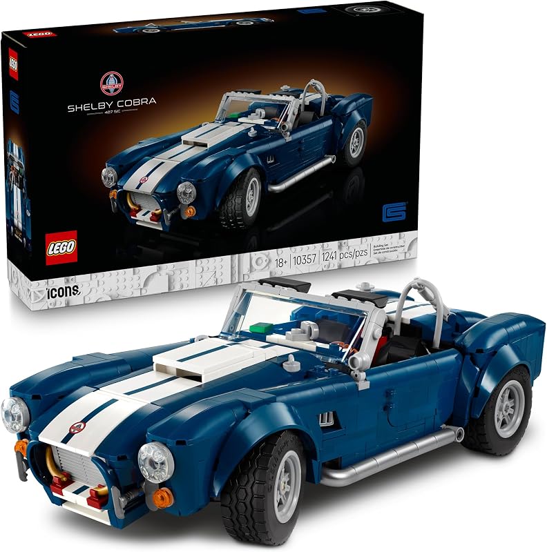 LEGO Icons Shelby Cobra 427 S C Car Building Set for Adults Bedroom Office or Book Shelf Decor for Sports Car Fans Ages 18 Gift Idea for Birthdays 10357
