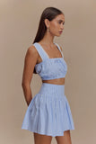 Gretel Hem Mini Skirt Blue Pinstripe