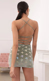 Velvet Lace Up Set In Sage Butterflies