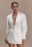 Kylie Oversized Satin Blazer Ivory