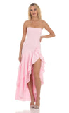 Fishtail Strapless Corset Maxi Dress in Pink