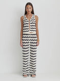 Navy And Cream Wave Crochet Trouser