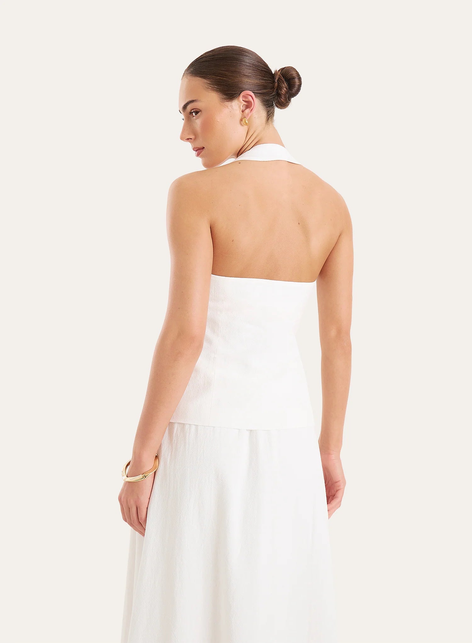White Cotton Halterneck Tailored Waistcoat