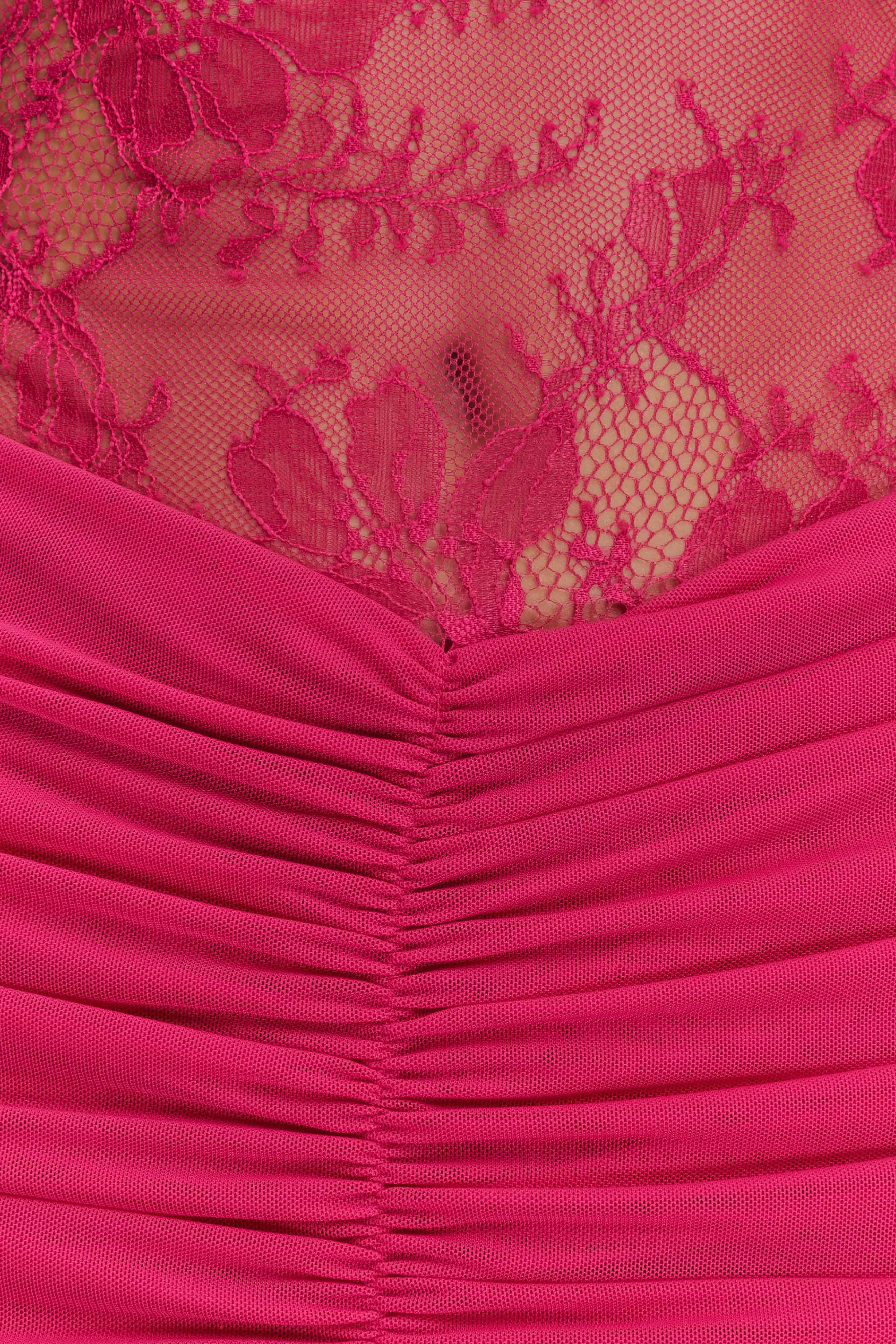 Khadijah Lace And Mesh Maxi Dress Dragonfruit